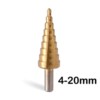 3PCS Pas Set burghie Metrice Spiral Flute Pagoda Forma Hole Cutter 4-12/20/32mm HSS Con Oțel Titan Burghiu Set