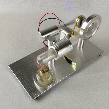 Dua Silinder DIY Stirling Mesin Eksternal Mesin Pembakaran Sekolah Demonstrasi Putih Pluton Lampu untuk Pendidikan TK T