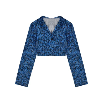 Noi Valul Complet Maneca Sexy V Gât Topuri de Cultură Bluza Femei Toamna de Moda de Îmbrăcăminte Scurtă Imprimate Bluza Si Tricou Femei SL157