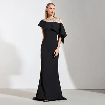Tanpell negru rochie de seara conservatie etaj lungime rochie de femei cocktail plus customed sirena formale rochii de seara lungi