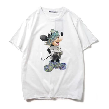 Vara Mickey Mouse Bumbac cu Maneci Scurte O-neck T-shrit Barbati Topuri de Desene animate Disney Rece Barbati Tricou Casual Hip Hop de sex Masculin Tricouri