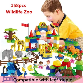HM071 158pcs particule mari Blocuri faunei Sălbatice, grădină Zoologică fără cutie Compatibil Cu BRAND CUNOSCUT Duploo Jucării jucarii pentru copii