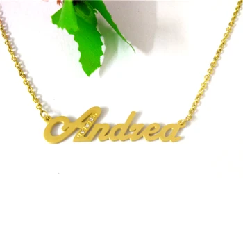 FairLadyHood Nume Personalizat Colier Andrea Pandantiv Numele Colier Personalizat Cu Numele Personalizat De Culoare De Aur Colier