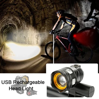 XML T6 LED Biciclete Lumina Modul 3 Biciclete Față de Lumină Fața Zoomable Torch Lampă rezistent la apa + Ciclism Stopul de Siguranță, Lumina de avertizare