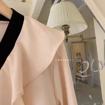 2020 Toamna coreea Sifon Femei Bluze Camasi cu Maneci Lungi V-neck Volane Elegante, Topuri Fashion Doamne de Birou Blusas Mujer