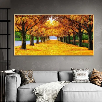 RELIABLI Art Arta de Perete Peisaj Poster de Aur Copac Imagini Tablouri Canvas Camera de zi de Decorare Postere Si Printuri Fara Rama