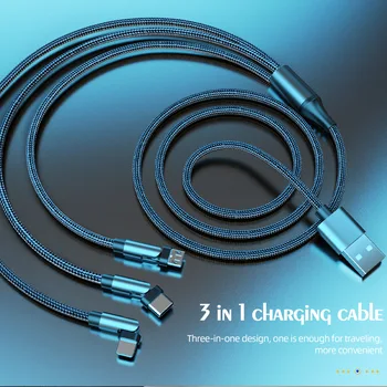 !ACCEZZ 3 în 1 Cablu USB 180 Grade Roti Tip C Cablu Micro USB 2A Rapid de Încărcare Pentru iPhone 12 11 Samsung Iluminat Cablu Cabluri