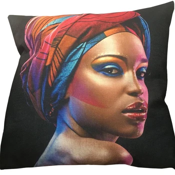 Oreillers décoratifs la Modă Femeie Africană Portret Canapea Perne Decorative Imprimate Lenjerie de pat Dormitor Perna Acoperi 45x45cm
