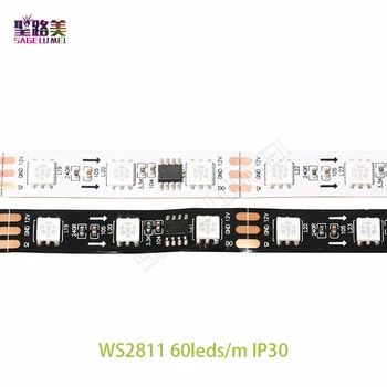 DC12V RGB SMD5050 Flexibil adresabile 30/48/60leds/m ws2811 pixeli led strip lumini de banda externe ic 1 ic de control 3 led-uri