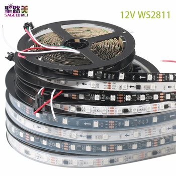 DC12V RGB SMD5050 Flexibil adresabile 30/48/60leds/m ws2811 pixeli led strip lumini de banda externe ic 1 ic de control 3 led-uri