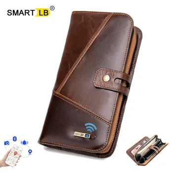 Smart Bluetooth din piele Portofel Ambreiaj cu Fermoar Buzunar Monedă Pungă Lung Pentru Bărbați portofele Cartelei Pungă de Telefon de Portofel