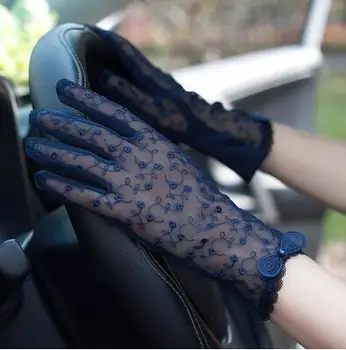 Primavara-vara pentru femei Dantelă, mănuși de protecție solară doamnei anti-uv, rezistente la alunecare mănuși de conducere sexy dantelă transparentă mănuși R1070