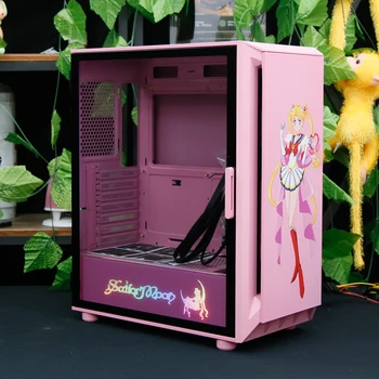 Caz de calculator Desktop DIY de Răcire cu Apă Personalizate de E-Jocuri de Sport Complet Transparent Roz Anime DVA