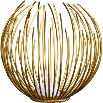 Fier Forjat Geometrice De Aur, Sfeșnic Creative Acasă Decoratiuni Sfesnice Restaurant Desktop Petrecere De Nunta, Ornamente