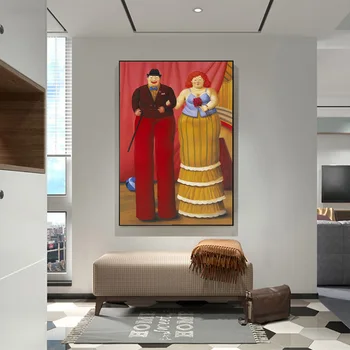 Art amuzant de un Cuplu de Fernando Botero Panza Picturi Pe Perete Postere de Arta Și Printuri de Artă Modernă Poze de Perete Decor Acasă