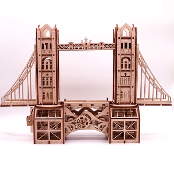 3D DIY Creative Assembly Model London Tower Bridge Creative din Lemn Mecanică Construirea de Puzzle-uri Cadou Pentru 14+