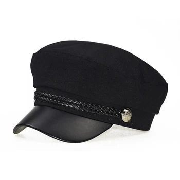 Noi Dantela de bumbac capac Octogonal pălărie femei Casual streetwear coarda capac plat Elegant de toamna iarna cald bereta pălărie Fată de Vin Rosu Negru