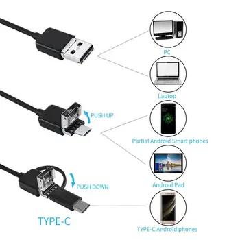 Endoscop Pentru Autoturisme USB Bronhoscop, Endoscop Camera IP68 rezistent la apa Șarpe Camera de Inspecție HD Camera Pentru Smartphone