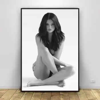 Selena Gomez, Mai Sexy Fotografie Alb-Negru Tesatura De Matase Arta Poster De Imprimare Imagini De Perete Pentru Camera Decor