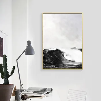 Scandinavia Valurile Oceanului Peisaj Panza Pictura Alb-Negru Mării Nordice, Postere, Printuri Decorative Poze Decor Acasă