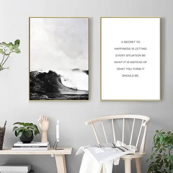 Scandinavia Valurile Oceanului Peisaj Panza Pictura Alb-Negru Mării Nordice, Postere, Printuri Decorative Poze Decor Acasă