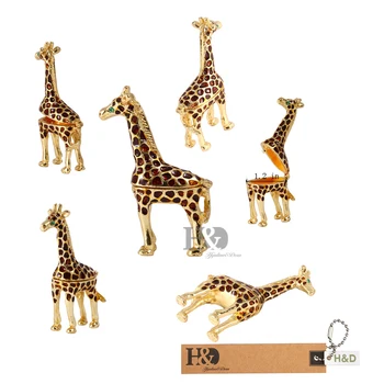 H&D Inel de Suport Rabatabil Breloc Cutii pentru Cadouri ,Cutii de Bijuterii Organizator Titularul de Afișare (girafa breloc cutie)