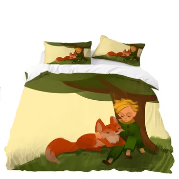 Desene Animate Set De Lenjerie De Pat Micul Prinț De Dormit Fox Copac Carpetă Acopere Basm Fete Băieți Singur Pat Dublu Fular Set Cuverturi De Pat