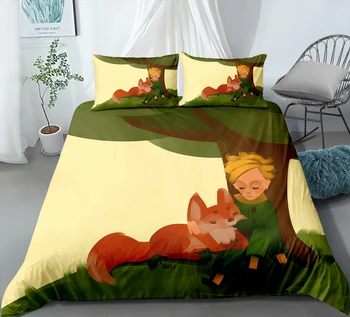 Desene Animate Set De Lenjerie De Pat Micul Prinț De Dormit Fox Copac Carpetă Acopere Basm Fete Băieți Singur Pat Dublu Fular Set Cuverturi De Pat
