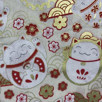 C239 Avere Rosu/Roz/Albastru Cat Imprimate Stil Japonez Tesatura De Bumbac Pentru Costum Mozaic Material Pentru Copii, Cameră De Tesatura Perdea