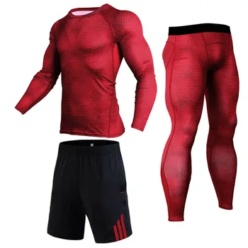 Barbati maneca lunga tricou mma de sex masculin antrenament de fitness de compresie costum pentru bărbați costum de funcționare brand MMA Rashard kit de funcționare set