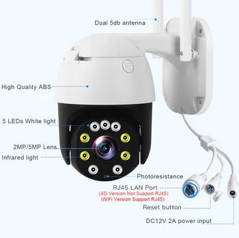 5MP 2MP, Wifi fără Fir de Securitate cu Camera HD 1080P, Zoom Optic 5X aparat de Fotografiat PTZ IP de Exterior de Securitate Acasă de Supraveghere CCTV Cam