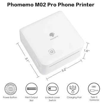 Portabil Phomemo M02Pro Imprimantă Foto 300DPI Mini Bluetooth Imprimantă de Etichete Termice Portabile Phomemo Imprimantă de Buzunar pentru iphone