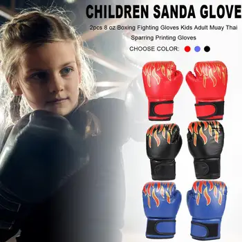 1 Pereche de copii pentru Copii Mănuși de Box Profesionist Flacără ochiurilor de Plasă Respirabil Piele PU Flacără Mănuși Sanda Formare Box Manusa