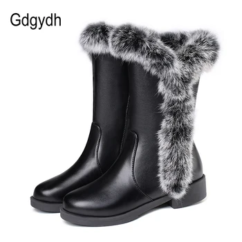 Gdgydh Femei Cizme De Zăpadă 2019 New Sosire Cald Blană De Pluș Branț Femei Pantofi Pentru Iarna Cu Toc Mic Confortabil De Mare Dimensiune 48