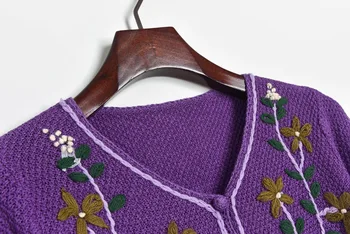 Brand de lux de Designer Tricotate Cardigan pentru Femei V-Gât Brodate manual Vrac Scurte Pulover Tricotate