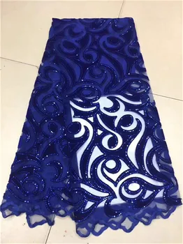 2018 mai Recente albastru Regal francez net cu Dantele catifea Țesături de Înaltă Calitate Tul Africane Dantele Tesatura Nigerian Nunta