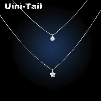 Uini-Coada hot nou argint 925 stea cu cinci colțuri cerc dublu micro-inlay colier sălbatice simplu moda bijuterii