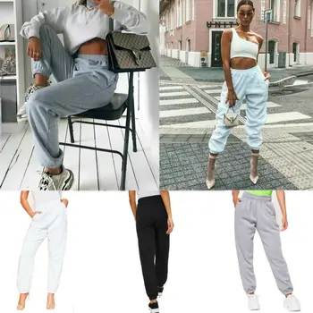 Noi Femeile De Moda Casual Cu Talie Înaltă Hip Hop Dance Sport De Funcționare Jogging Pantaloni Harem Pantaloni Jogger Pantaloni Largi