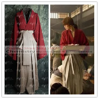 Transport gratuit Rurouni Kenshin Himura Kenshin Rosu film Kimono Cosplay Costum