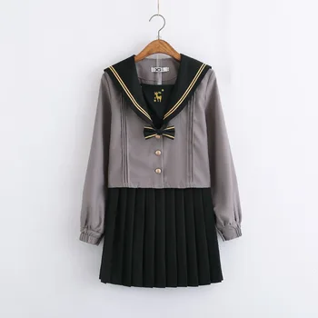 2020 New Sosire Japoneză JK Seturi Scoala Uniforme Fete CERB Brodate Primavara Toamna Liceu Femei Marinar Costume Uniforme
