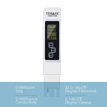 TDS Metru CE Temperatura Tester Filtru Pen 3 In1 Conductivitate de Măsurare a Calității Apei TEMP TDS CE Tester Metru 0-9990ppm