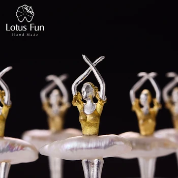 Lotus Distractiv Real Argint 925 Perle Naturale Handmade, Design de Bijuterii Fine Elegant Dansator de Balet Pandantiv fără Colier