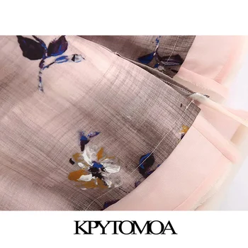 KPYTOMOA Femei 2020 Moda Uzat Ornamente Imprimate Bluze Vintage Rever Guler Maneca Lunga Partea de Guri de sex Feminin Tricouri Topuri Chic