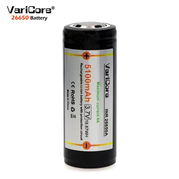 1BUC VariCore Protecție 26650 5100mAh 3.7 V Li-ion Baterie Reîncărcabilă cu PCB 4A 3.6 V Putere baterii pentru Lanterna