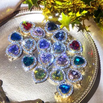 JJFOUCS 10buc/set Modă Nouă Cristal Accesorii în formă de Inimă Pietre Bijuterii DIY Cercei Pandantiv Coliere Material