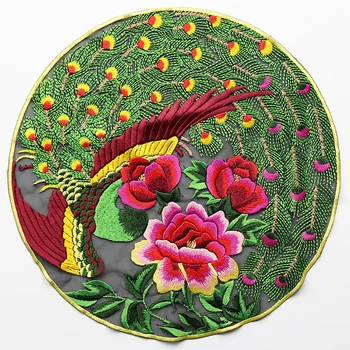 Mari Dimensiuni, de Formă Rotundă Flori Phoenix Patch-uri Brodate Coase Pe Îmbrăcăminte Aplici Patch-uri pentru Haine Rochie de Mireasa Accesorii