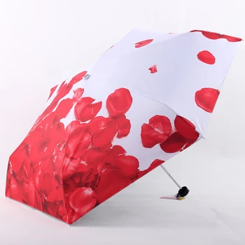 BLA 2021 Ins Nouă Petală de Floare Model 5-Pliere Ploios Mini Buzunar Umbrela Pentru Femei Anti-UV Mici Umbrelă de soare Umbrele YD200303