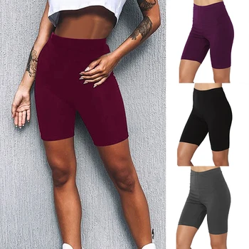 Femei Culoare Solidă Scurt Yoga Jambiere Pantaloni Scurți De Înaltă Talie Elastic Sală De Fitness Jambiere Doamnelor Sportwear