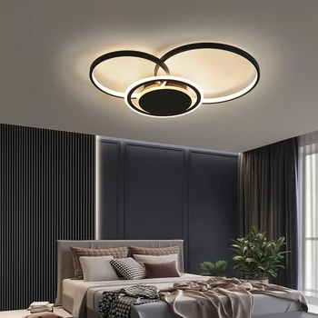 Cercul Inele cu led-uri Moderne Candelabru pentru camera de zi Dormitor Studiu Negru/Auriu Culoare Montate pe Suprafață AC85-265V Candelabru Tavan