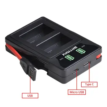 Batmax NB-7L NB-7L NB7L Baterie+LED Dual USB Încărcător cu Tip C Port&Cablu USB pentru Canon PowerShot G10 G11 G12 SX30IS